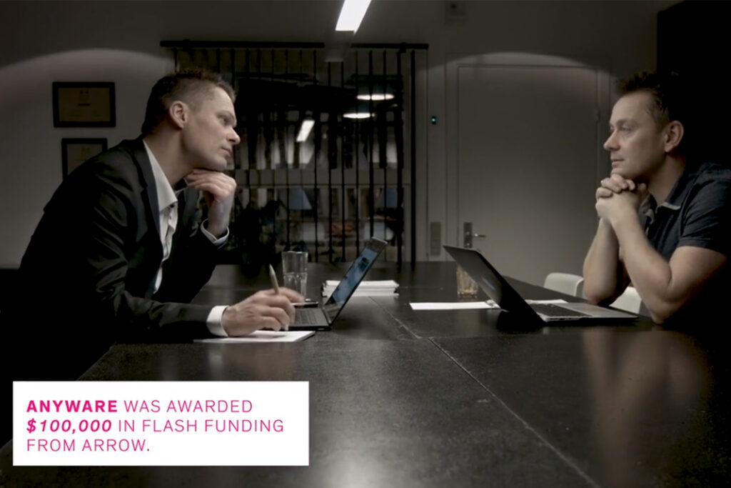 De to stiftere af Anyware Solutions, som netop har modtaget 100.000 dollars i Flash Funding fra Arrow.