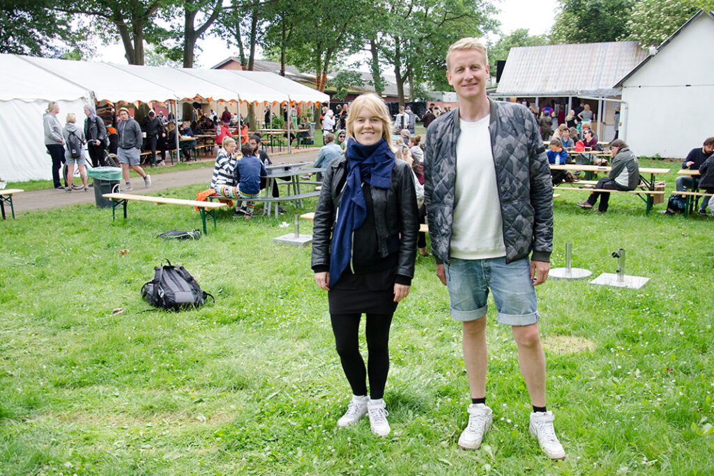 Sverre Dueholm fra WakieWakie og Jane Thomsen fra Innovationsfonden i frivilig området under Roskilde Festival
