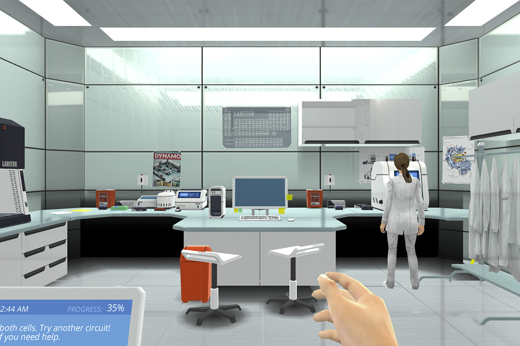 Et screenshot taget inde i Labsters virtual reality-laboratorie.